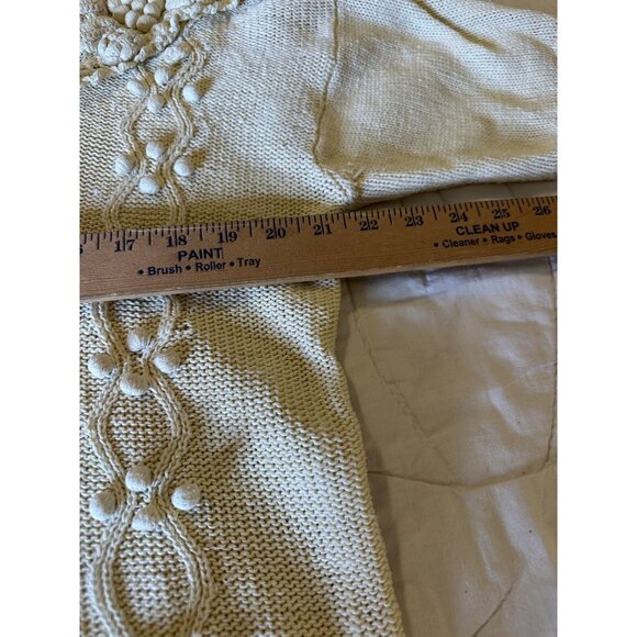 VTG 90s Artsy Embroidered M Cable  Knit Sweater Portrait Collar Coquette read - Picture 11 of 14